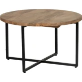 Evanston Coffee Table in Natural Wood & Black Metal