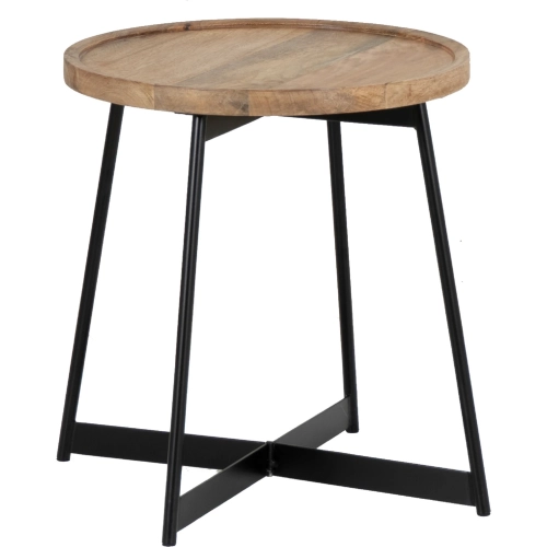 Evanston Side Table in Natural Wood & Black Metal