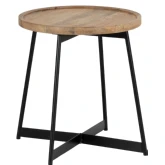 Evanston Side Table in Natural Wood & Black Metal