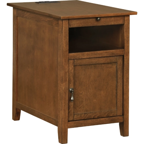 Birkdale Accent Side Table w/ USB in Hazelnut Brown Wood