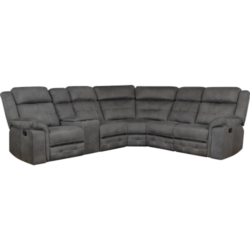 Kavish Manual Recline Sectional Sofa in Grey Suede Fabric