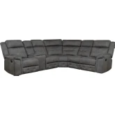 Kavish Manual Recline Sectional Sofa in Grey Suede Fabric