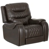 Barrett Power Recliner w/ USB in Diamond Stitched Brown Vegan Leather
