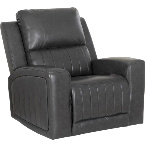 Izaiah Power Recliner in Channel Tufted Grey Vegan Leather
