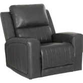 Izaiah Power Recliner in Channel Tufted Grey Vegan Leather