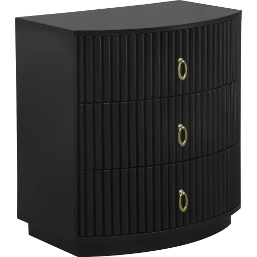 Chantel 3 Drawer Nightstand Black Wood