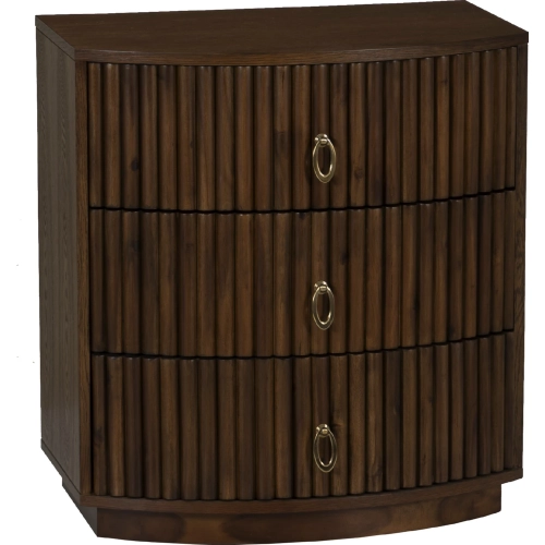 Chantel 3 Drawer Nightstand Walnut Brown Finish Wood