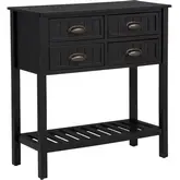 Brimley Beadboard Console Table in Distressed Black Wood