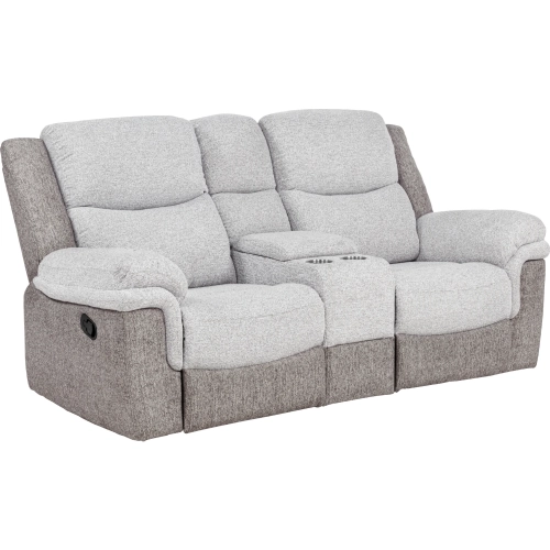 Wrenlee Manual Recline Console Loveseat in Tan & Beige Fabric