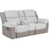 Wrenlee Manual Recline Console Loveseat in Tan & Beige Fabric