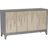 Cragen 4 Door Cabinet in Grey & Antique White Vine