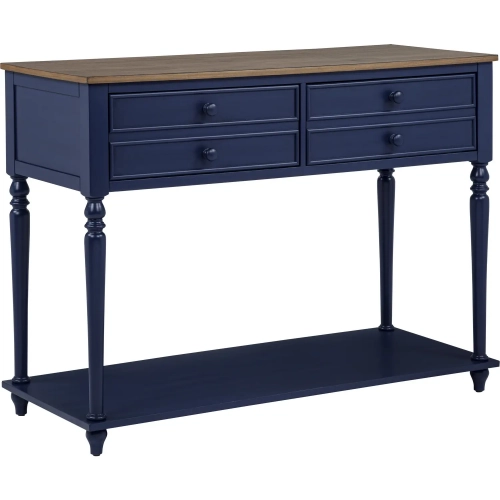 Aster 48" 2 Drawer Buffet with Shelf in Navy Blue & Brown Wood