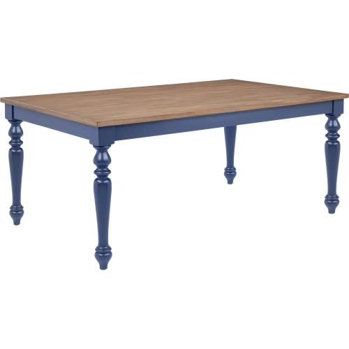 Aster 70" Dining Table in Navy Blue & Brown Wood