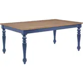 Aster 70" Dining Table in Navy Blue & Brown Wood