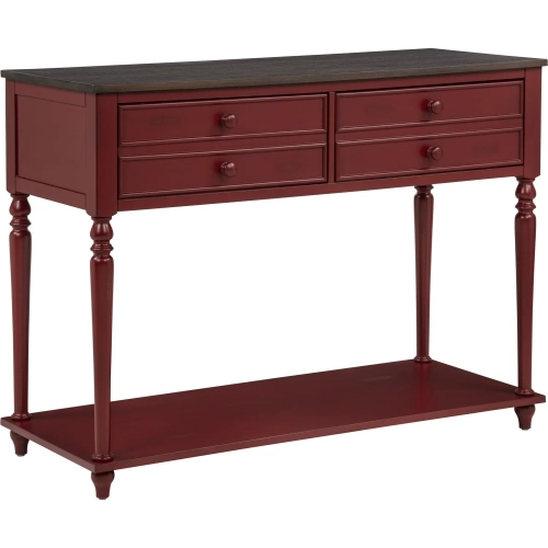 Aster 48" 2 Drawer Buffet with Shelf in Red & Brown Wood