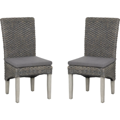Elodie Dining Chair in Seagrass, Grey Wood & Off White Fabric (Set of 2)