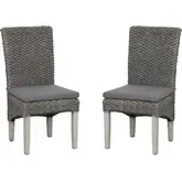 Elodie Dining Chair in Seagrass, Grey Wood & Off White Fabric (Set of 2)