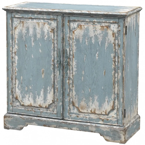 Brenna 2 Door Cabinet in Distressed Antique Blue Wood
