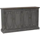 Cassidy 4 Door Credenza in Distressed Grey & Brown Wood