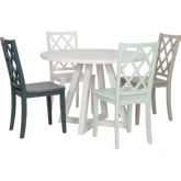 Mayfair 5 Piece Round Dining Set in White & Multicolor Wood