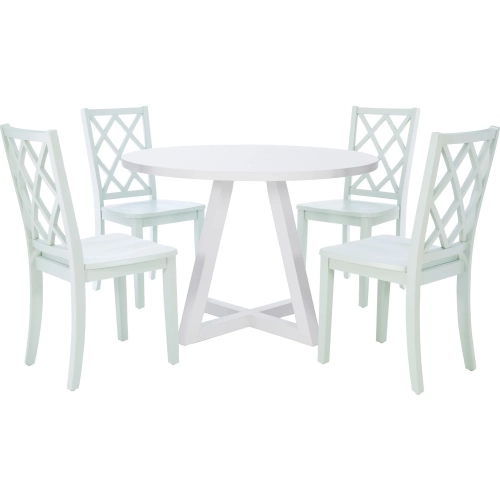 Mayfair 5 Piece Round Dining Set in White & Mint Wood