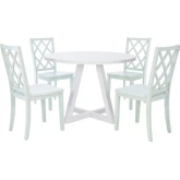 Mayfair 5 Piece Round Dining Set in White & Mint Wood