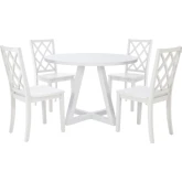 Mayfair 5 Piece Round Dining Set in White & White Wood