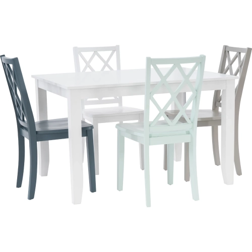 Mayfair 5 Piece Dining Set in White & Multicolor Wood