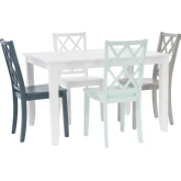 Mayfair 5 Piece Dining Set in White & Multicolor Wood