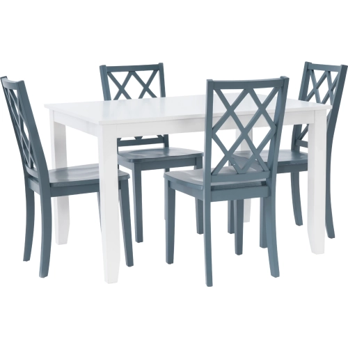 Mayfair 5 Piece Dining Set in White & Graphite Wood