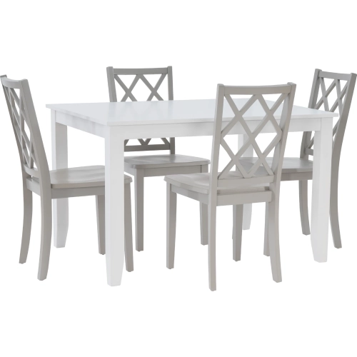 Mayfair 5 Piece Dining Set in White & Grey Wood