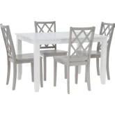 Mayfair 5 Piece Dining Set in White & Grey Wood