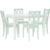Mayfair 5 Piece Dining Set in White & Mint Wood