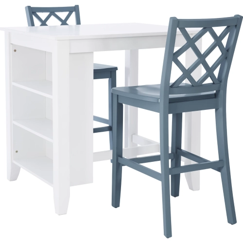 Mayfair 3 Piece Counter Space Saver Dining Set in White & Graphite Wood