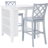 Mayfair 3 Piece Counter Space Saver Dining Set in White & Light Grey Wood