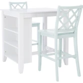 Mayfair 3 Piece Counter Space Saver Dining Set in White & Mint Green Wood