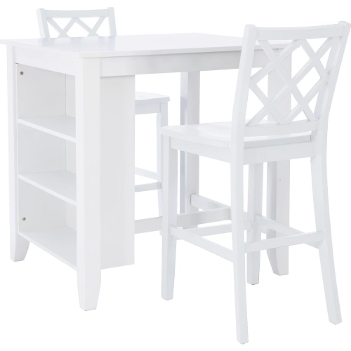 Mayfair 3 Piece Counter Space Saver Dining Set in White Wood