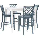 Mayfair 5 Piece Square Counter Dining Set in White & Graphite Wood