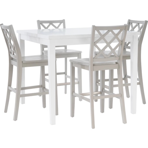 Mayfair 5 Piece Square Counter Dining Set in White & Grey Wood