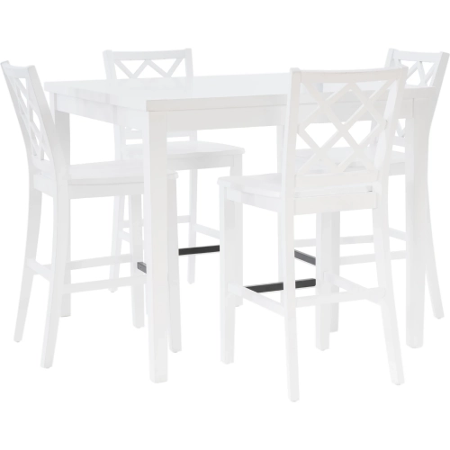 Mayfair 5 Piece Square Counter Dining Set in White & White Wood
