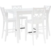 Mayfair 5 Piece Square Counter Dining Set in White & White Wood