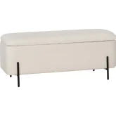 MacLaren Storage Bench in Cream Boucle Fabric & Black Metal