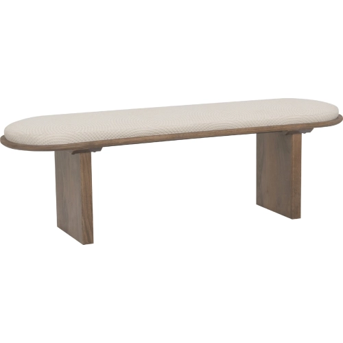 Orville Pillar Bench in Wood & Oatmeal Fabric