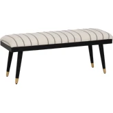Conlan Bench in Black Wood, Cream & Black Weave Fabric