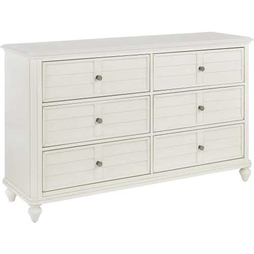 Nori Louvered Dresser in Antique White Wood