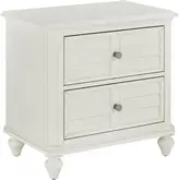 Nori Louvered Nightstand in Antique White Wood