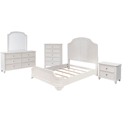 Nori 5 Piece Queen Bedroom Set in Antique White Wood