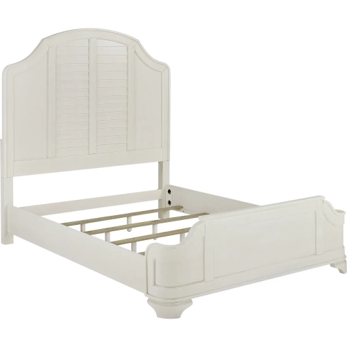 Nori Queen Louvered Bed in Antique White Wood