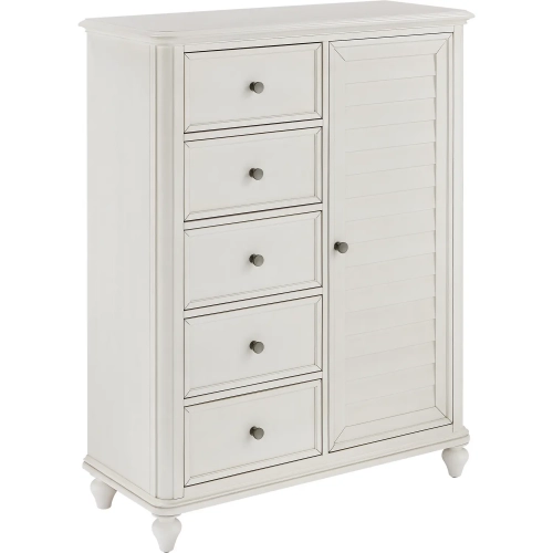 Nori Louvered Wardrobe in Antique White Wood