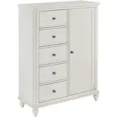 Nori Louvered Wardrobe in Antique White Wood